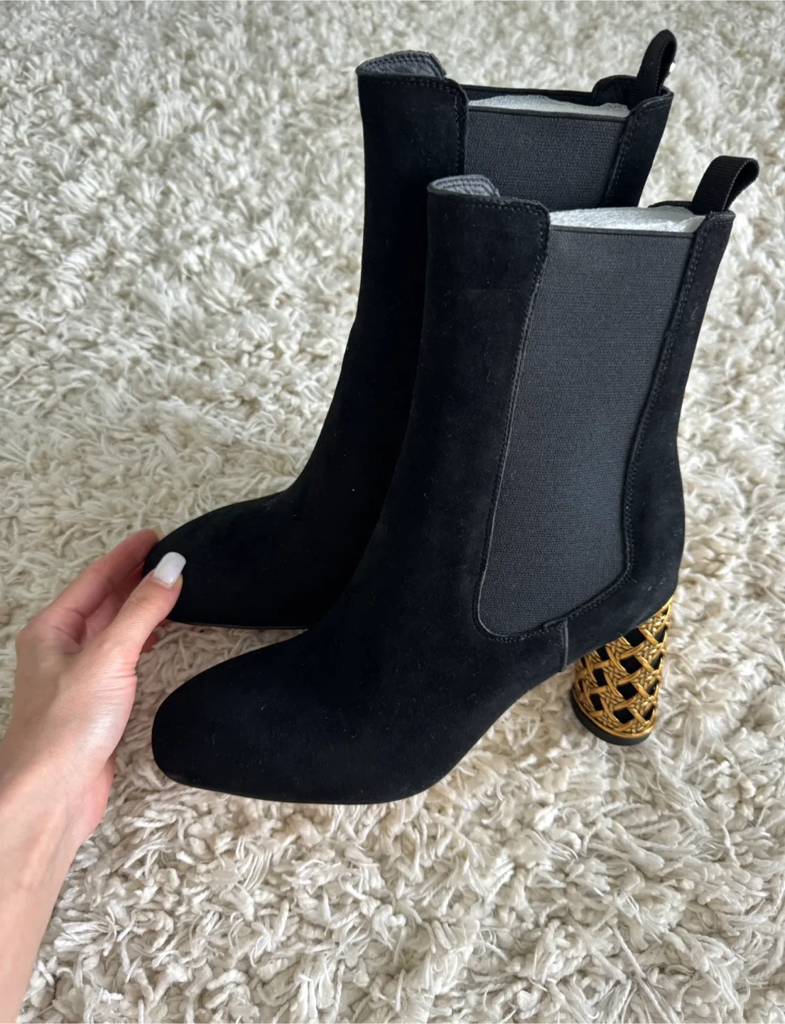 Black Genuine Suede Ankle Boots – Size 37 (Brand New) image indicator(3)