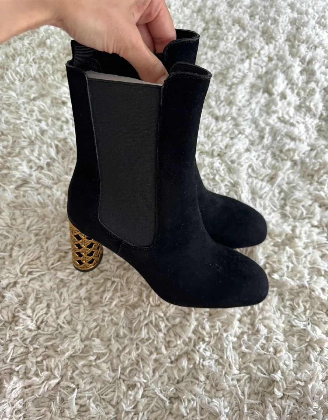 Black Genuine Suede Ankle Boots – Size 37 (Brand New) image indicator(5)