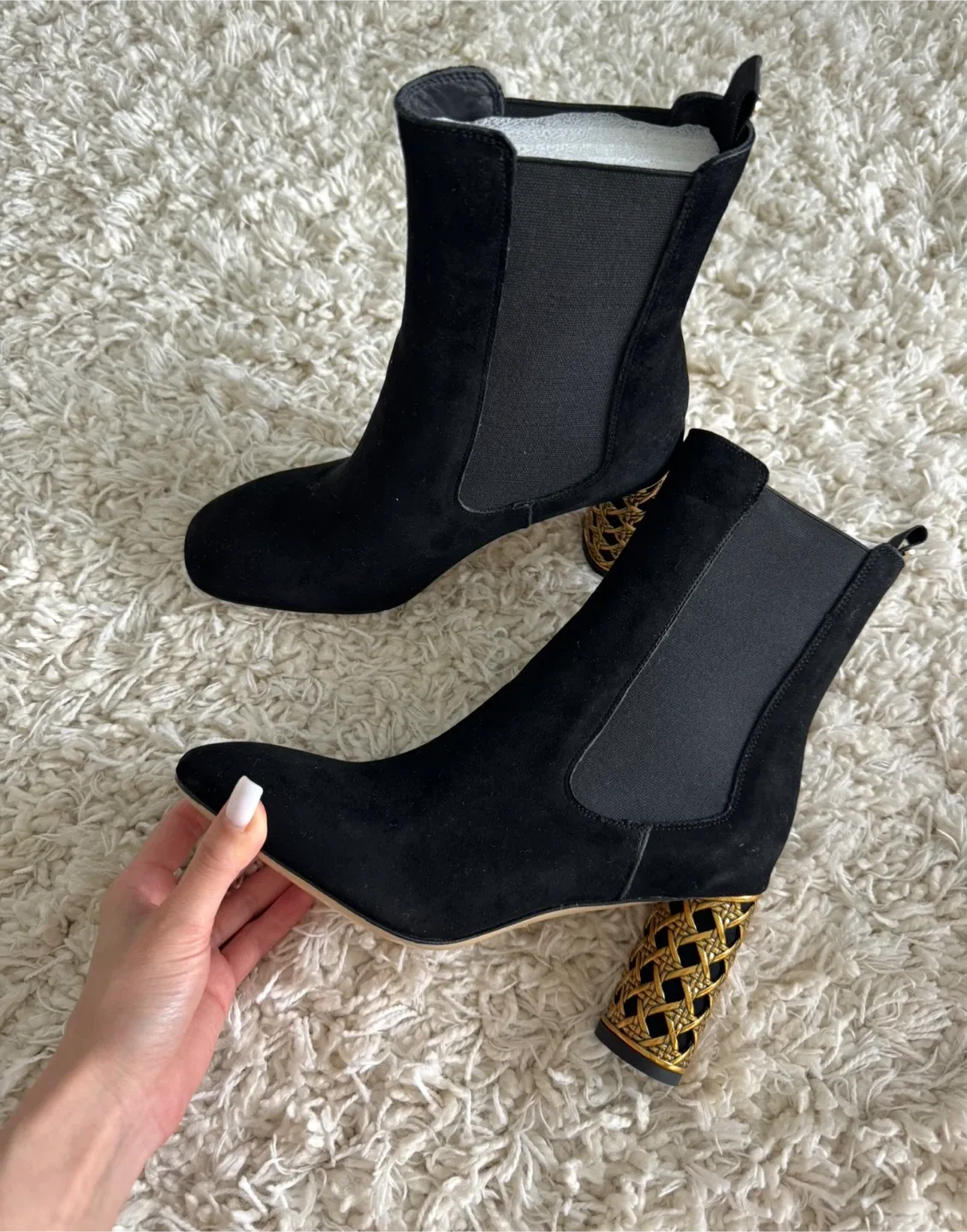 Black Genuine Suede Ankle Boots – Size 37 (Brand New)