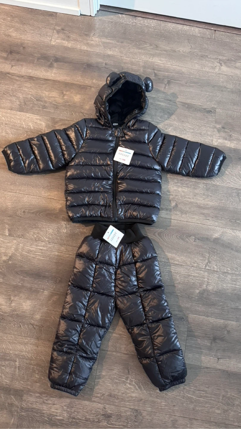 MIAOKUXIONG Kids' Black Puffer Set - Size 100(3-4 years)