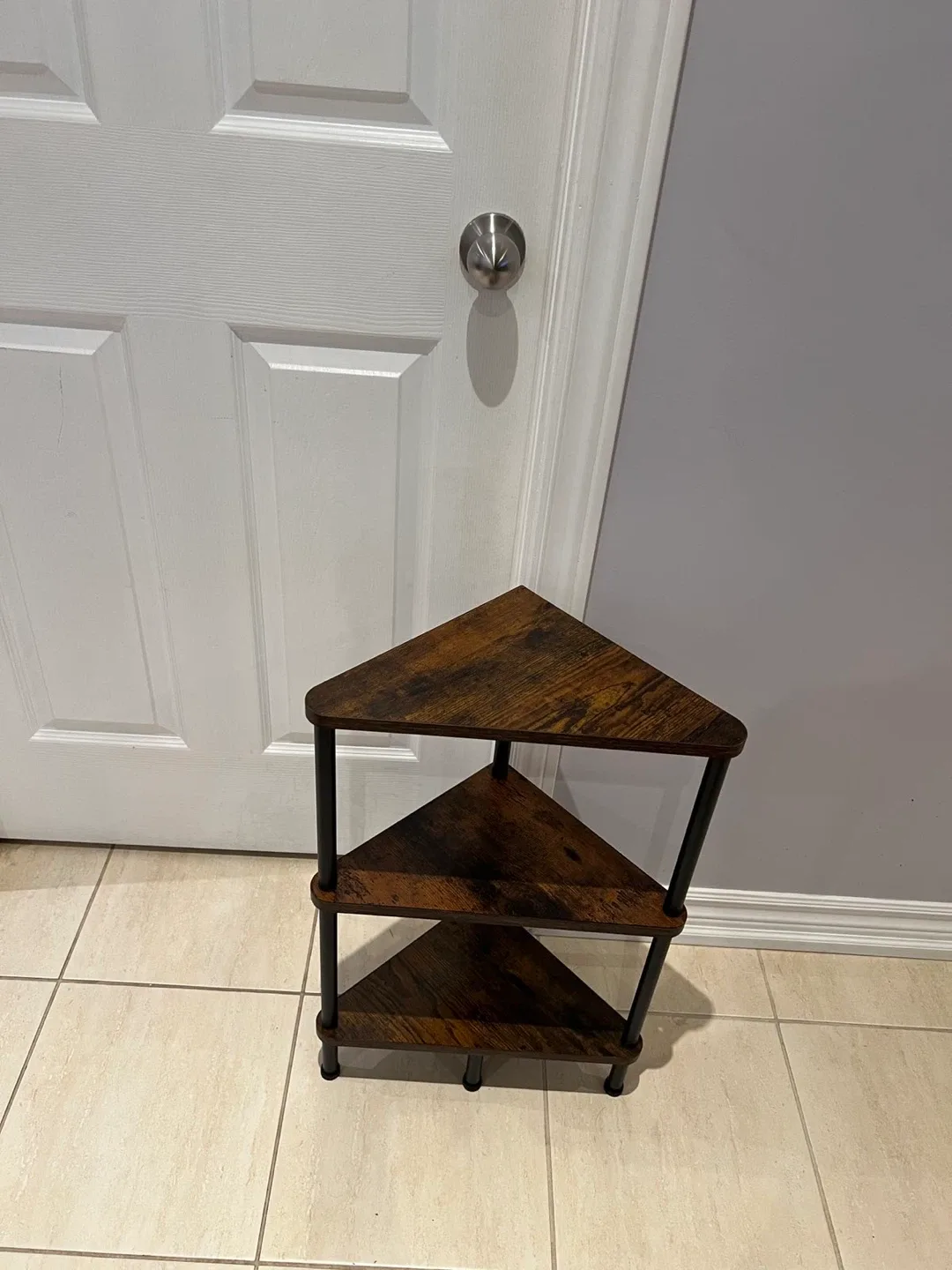 Corner Shelf - 3 Tier Rustic Brown & Black