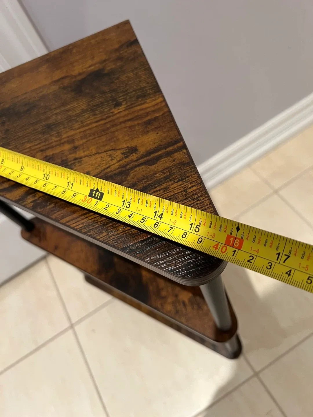 Corner Shelf - 3 Tier Rustic Brown & Black image indicator(6)