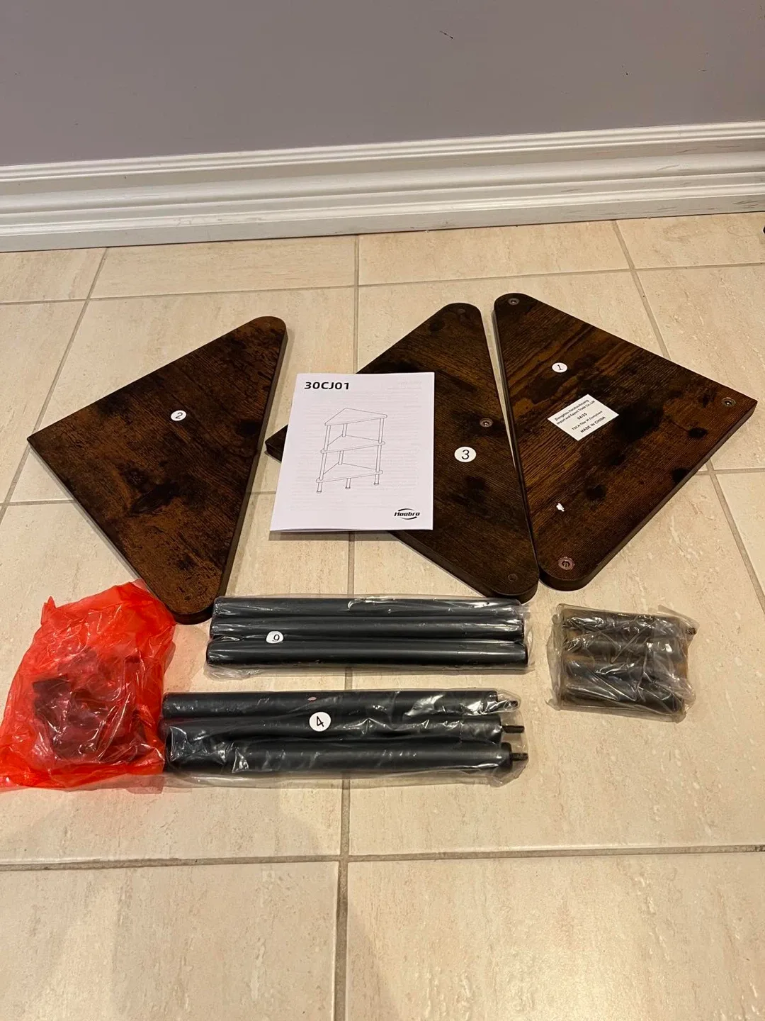 Corner Shelf - 3 Tier Rustic Brown & Black image indicator(9)