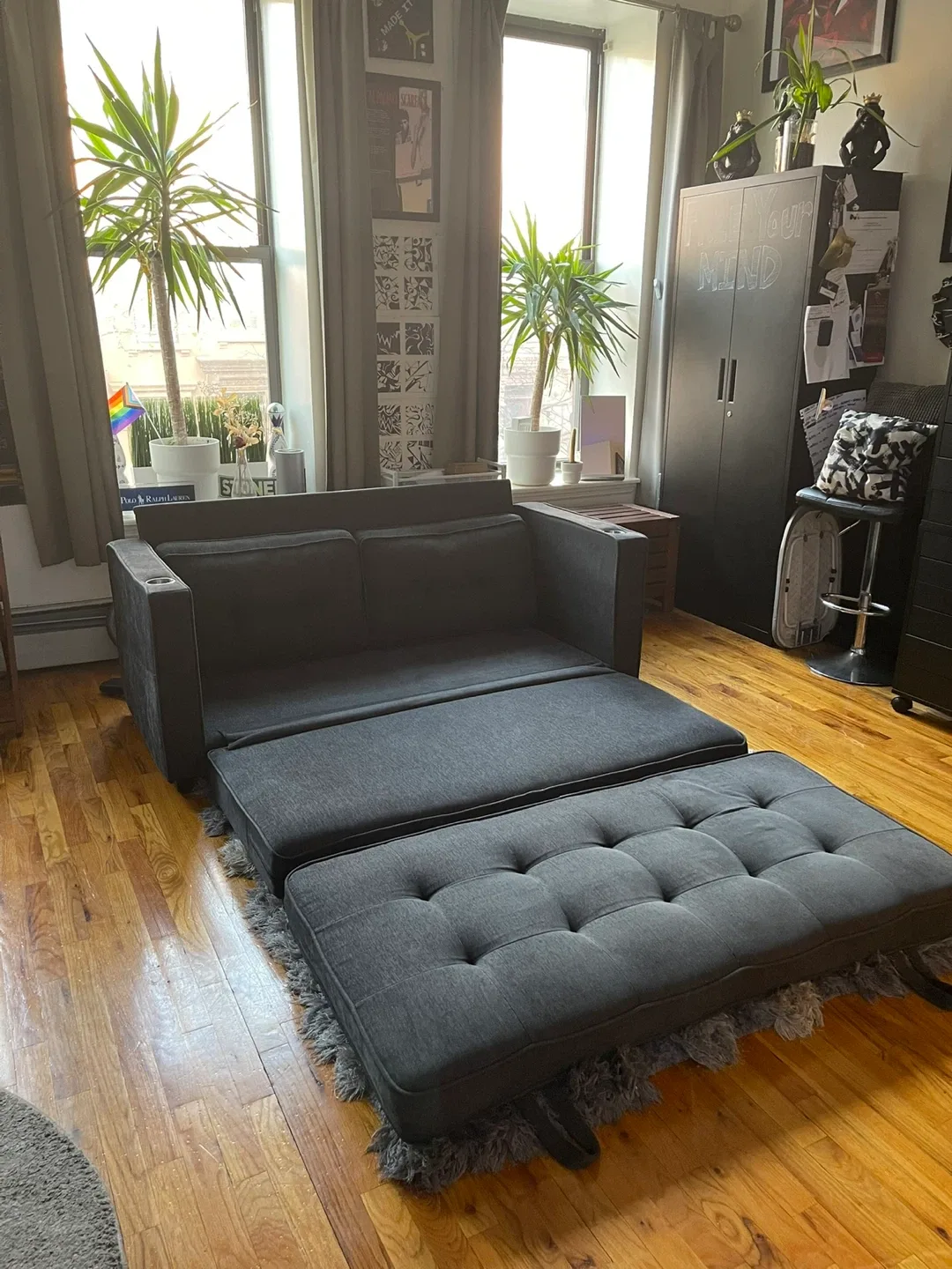 Gray Convertible Sleeper Sofa Bed image indicator(6)