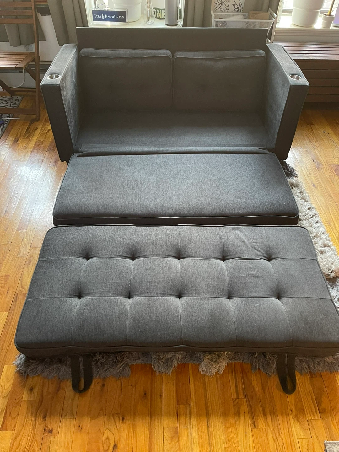 Gray Convertible Sleeper Sofa Bed - photo 5