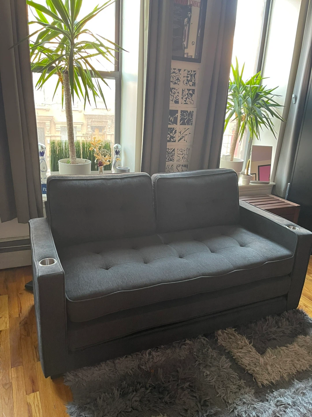 Gray Convertible Sleeper Sofa Bed - photo 2