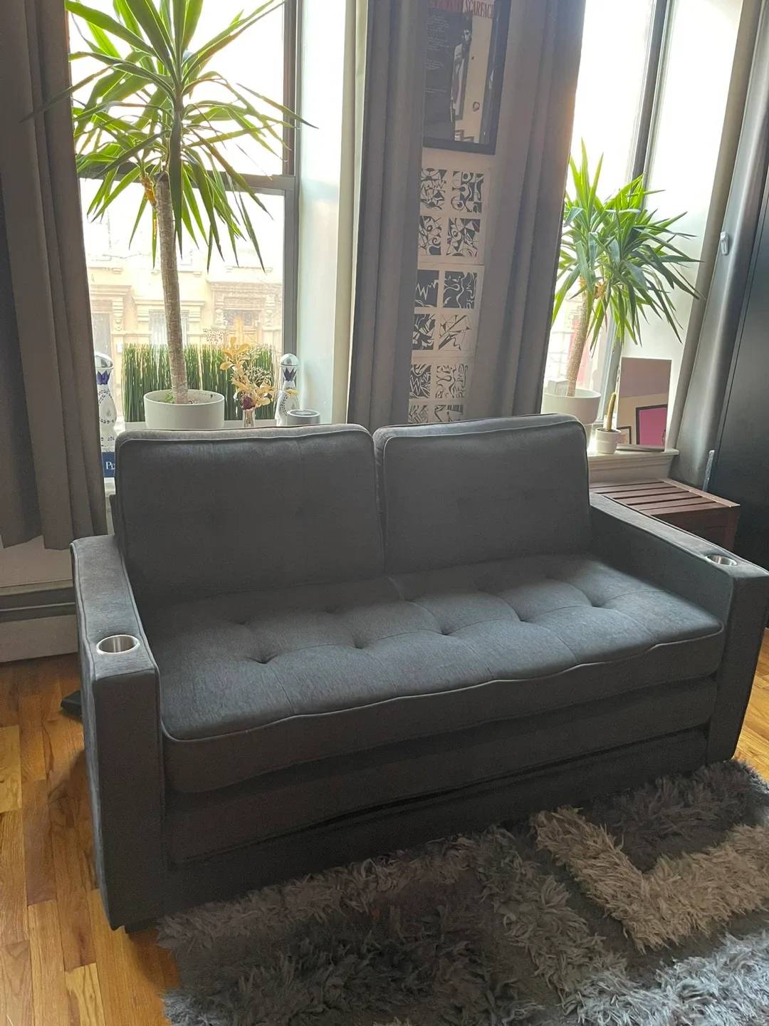 Gray Convertible Sleeper Sofa Bed image indicator(2)