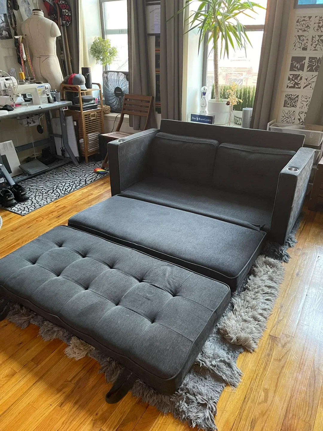 Gray Convertible Sleeper Sofa Bed image indicator(4)