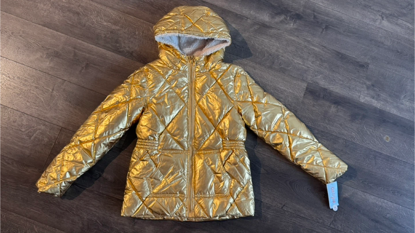 New Cat & Jack Gold Puffer Jacket - Size M (7/8)