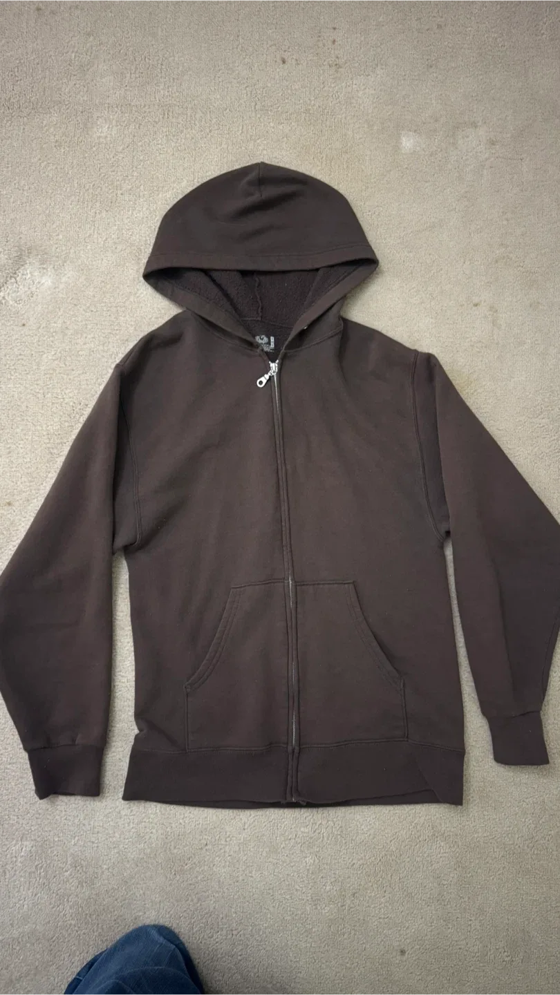 Fruit of the Loom Brown Zip-Up Hoodie - Size S