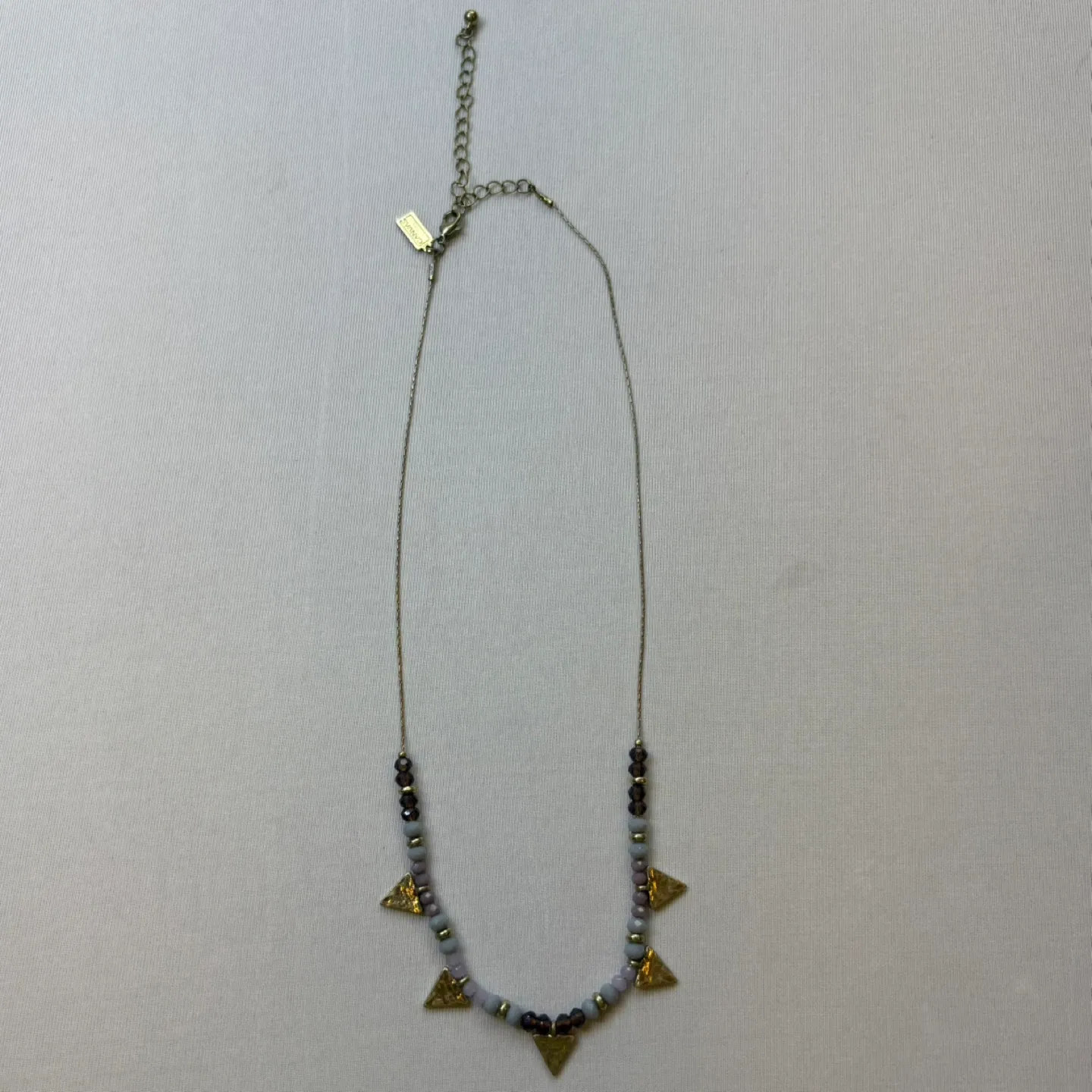 Canvas Multi Bead Gold Tone Triangle Charm Necklace Adjustable image indicator(2)