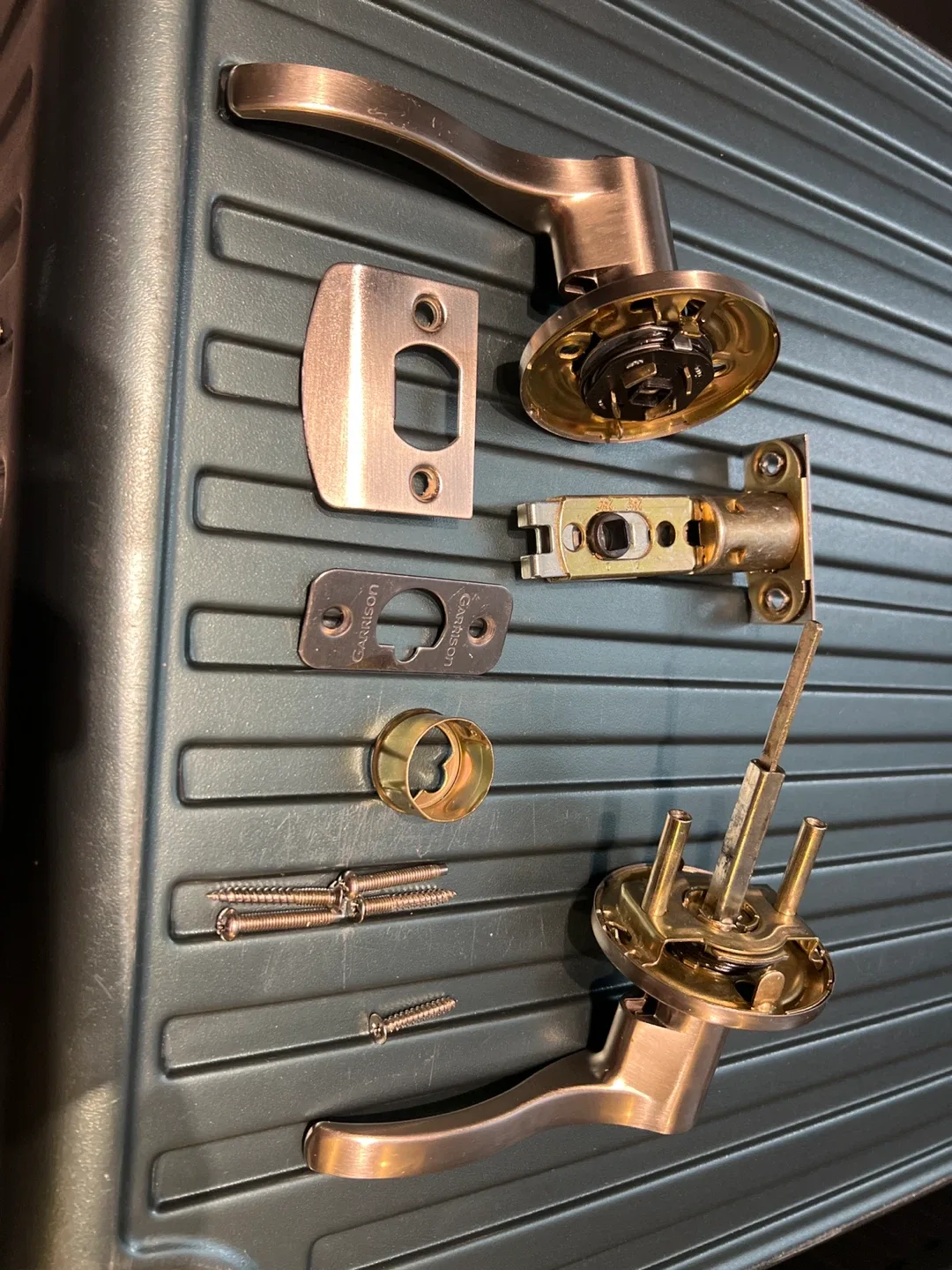 Garrison Door Handle Set - Bronze Finish