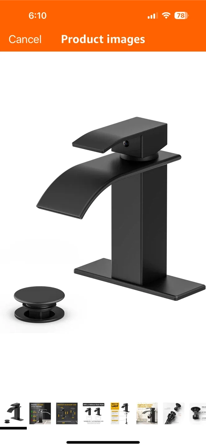 Black Waterfall Bathroom Faucet - New