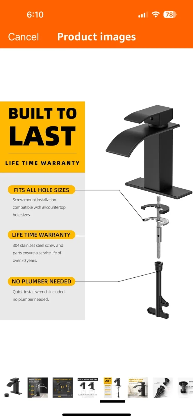 Black Waterfall Bathroom Faucet - New image indicator(3)