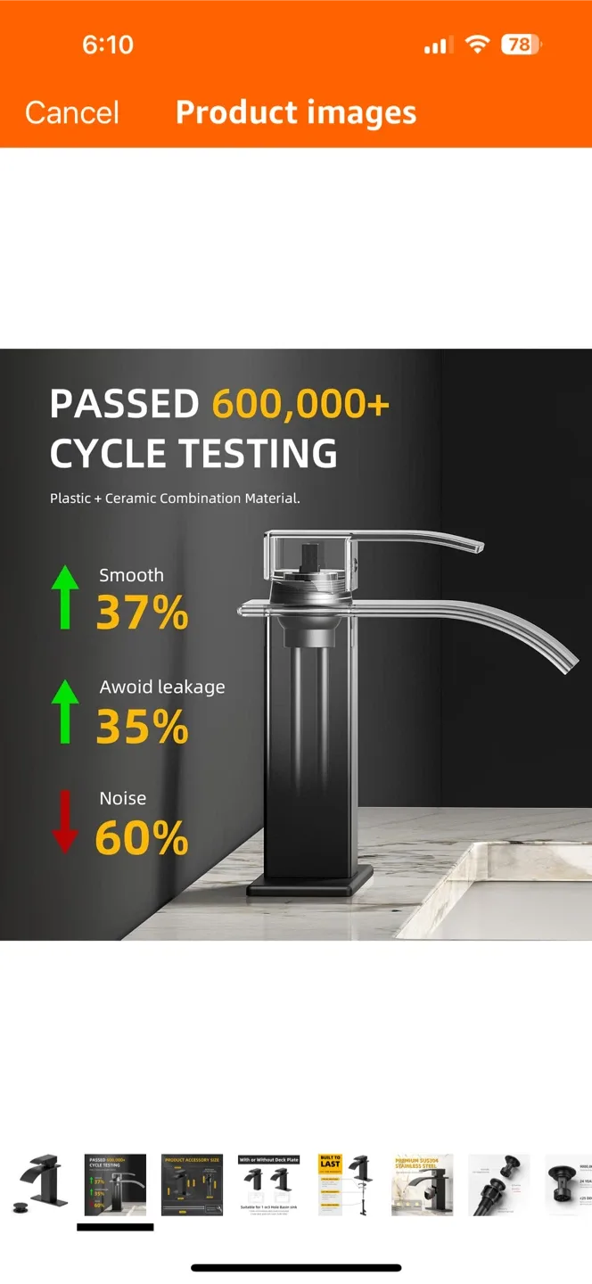 Black Waterfall Bathroom Faucet - New image indicator(2)