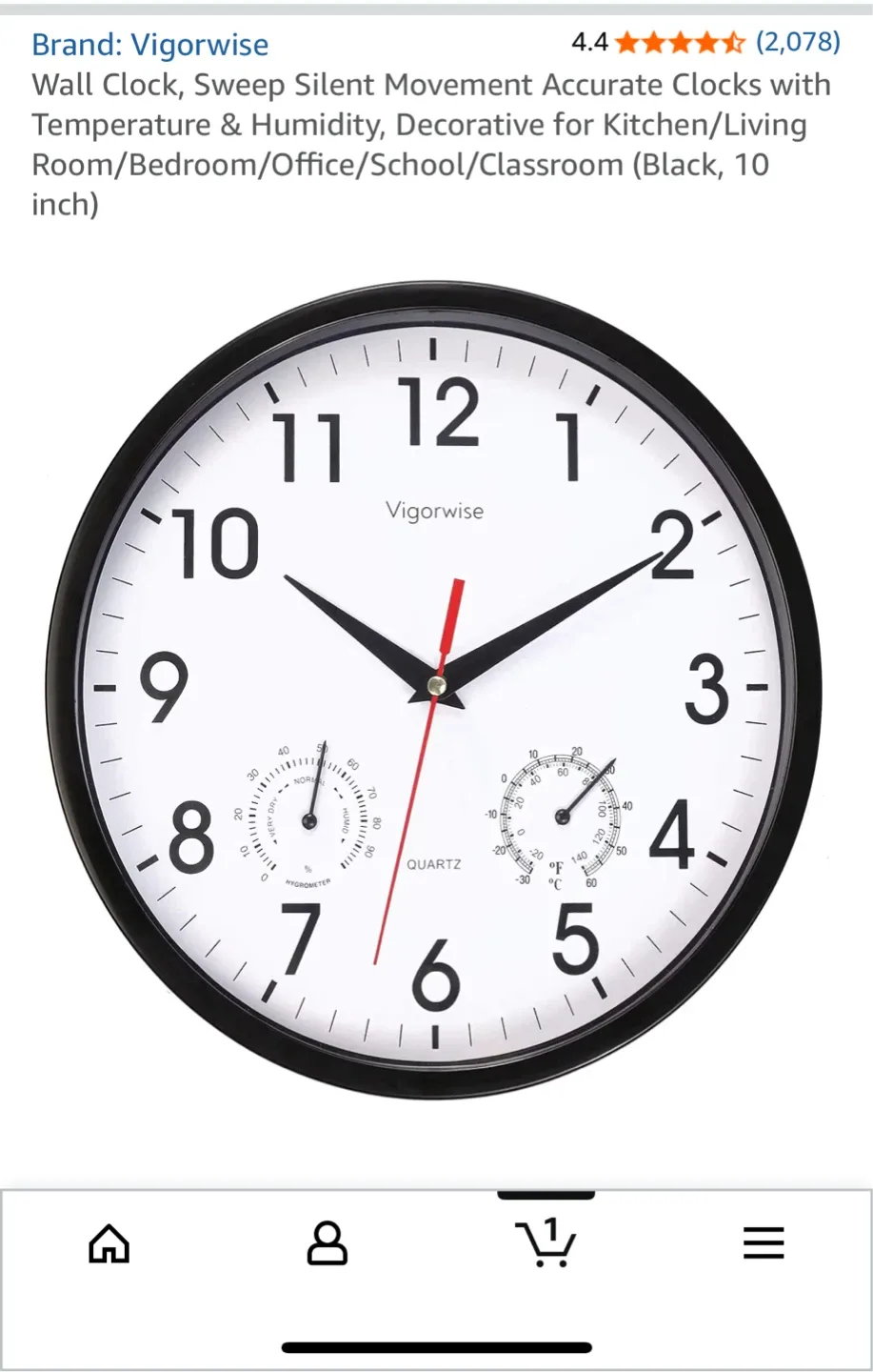 Vigorwise 10-Inch Wall Clock
