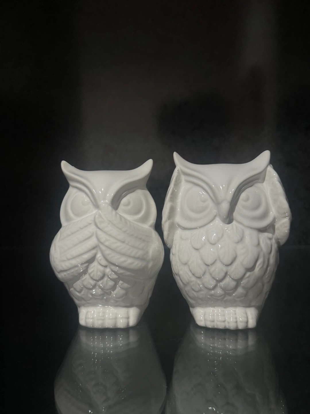 Owl Figurines - Ceramic, White - photo 2