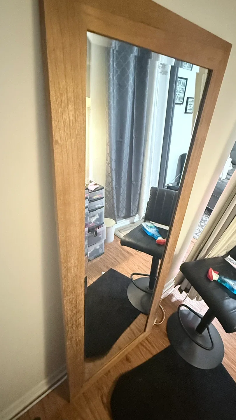 Full Length Mirror with Wood Frame