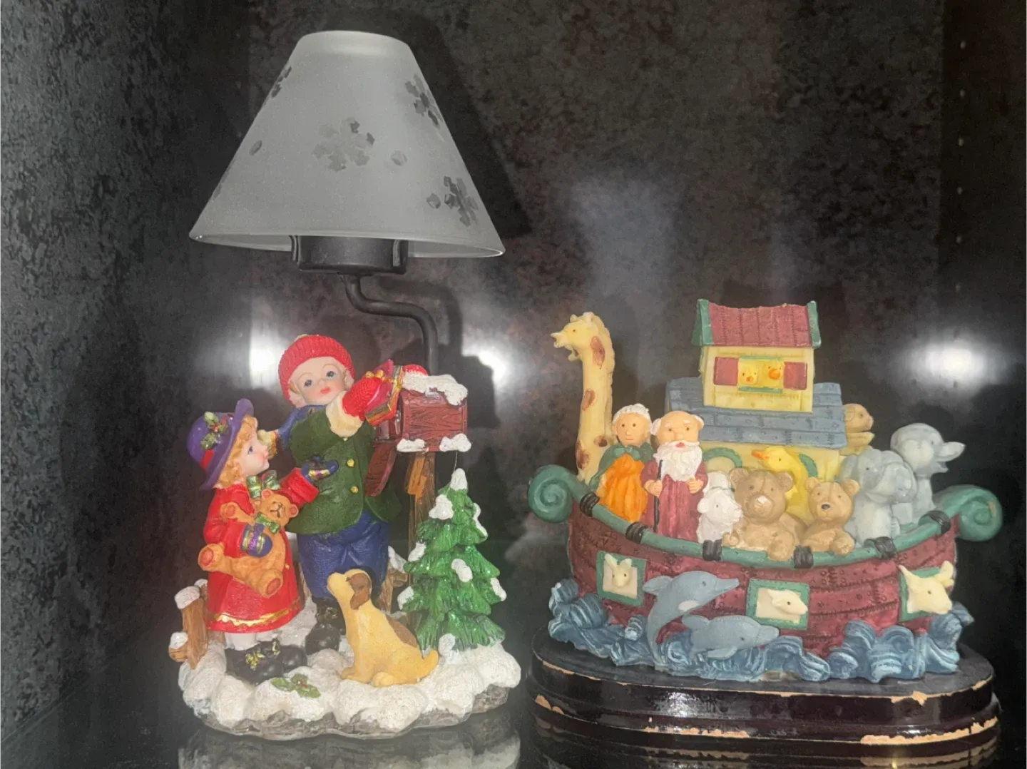 Two Figurines: Noah's Ark & Kids Mailing