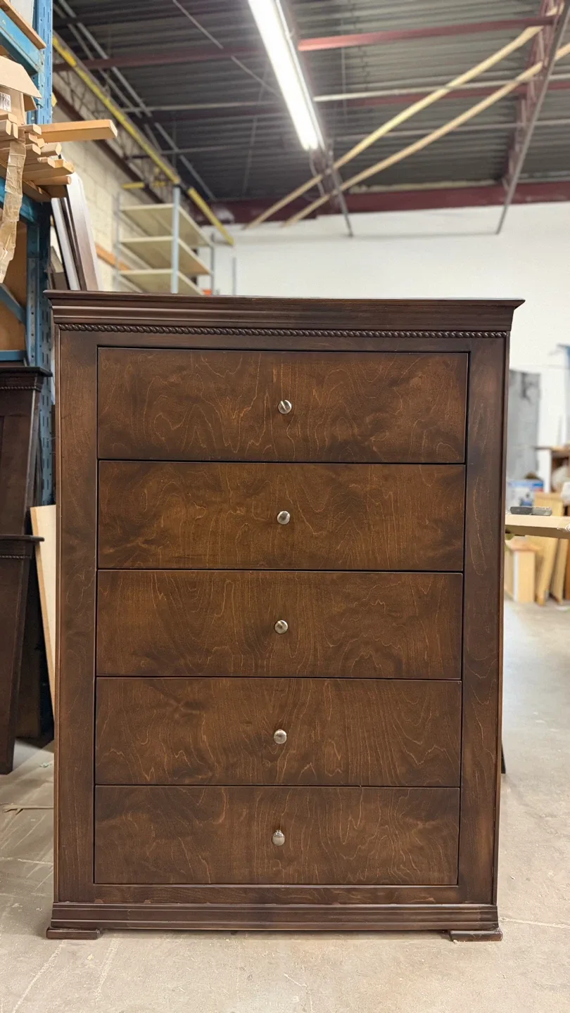 Dark Brown Wooden 5-Drawer Dresser image indicator(4)