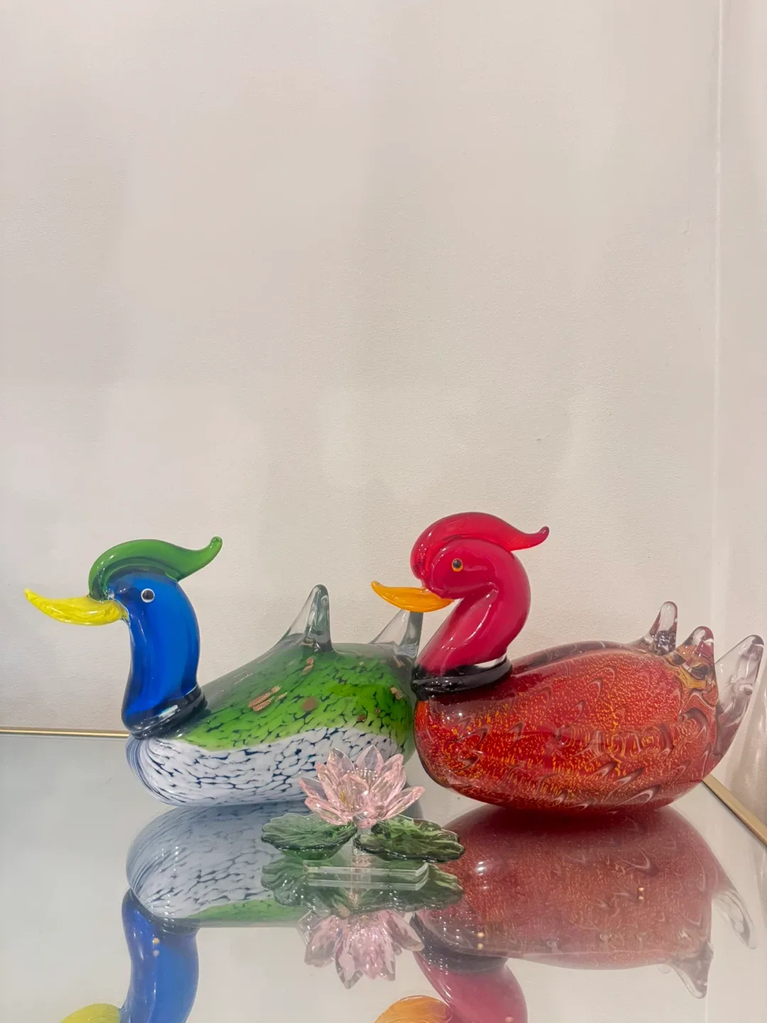 Murano Style Glass Duck Figurines