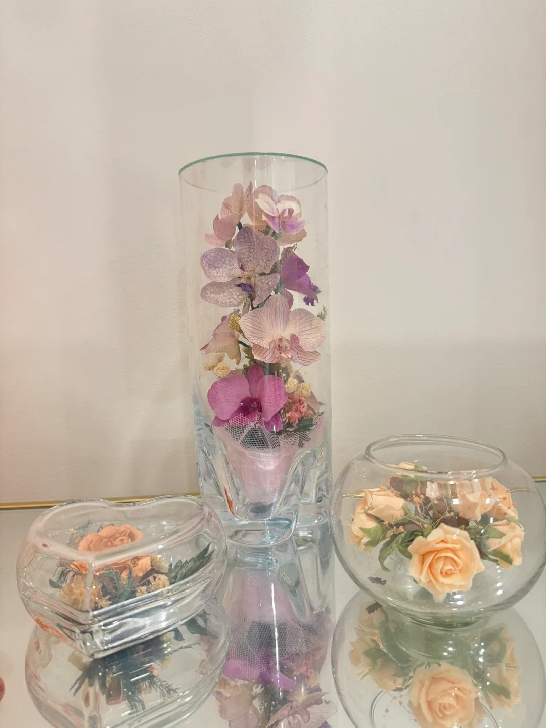 Floral Arrangements in Glass Vases
