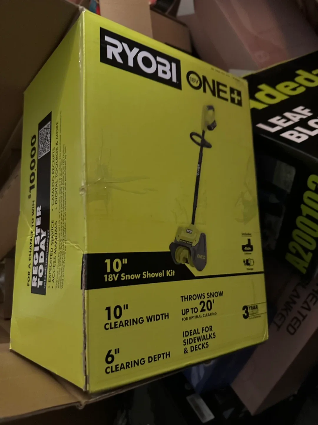 New Ryobi ONE+ 10" 18V Snow Shovel tool only image indicator(3)