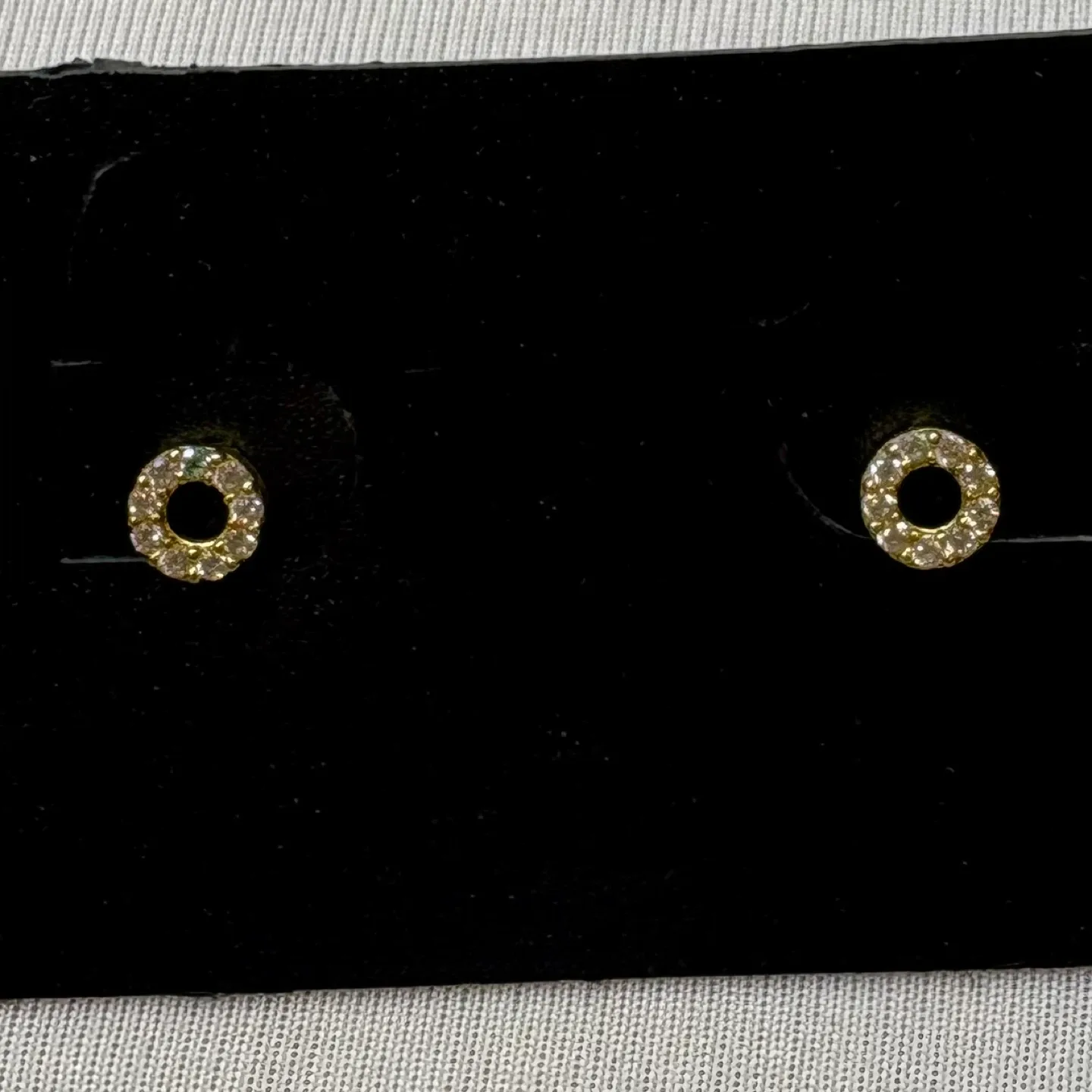 Gold Plated 925 Sterling Silver Micro Pave Circle Stud Earrings image indicator(2)