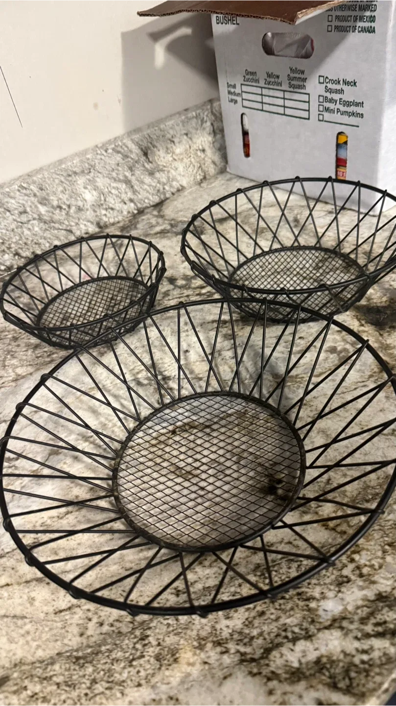 Set of 3 Black Wire Baskets check more pictures