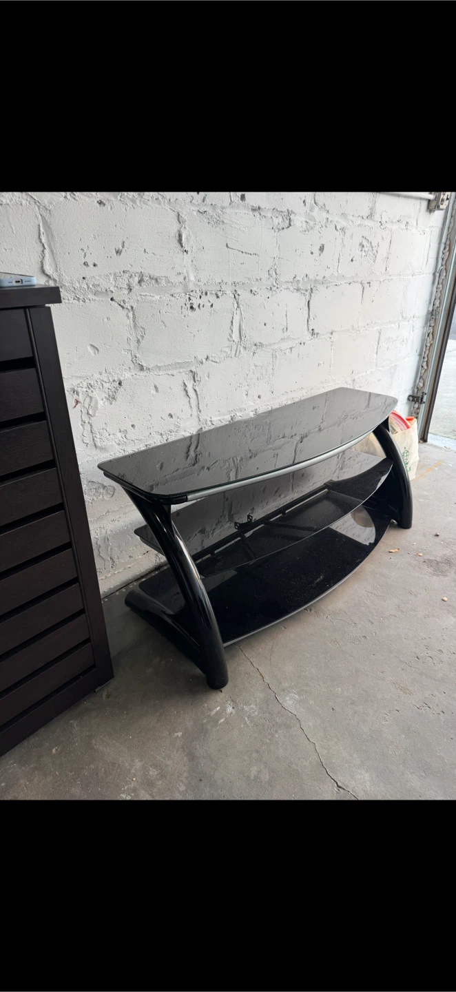 Black Glass TV Stand - photo 2