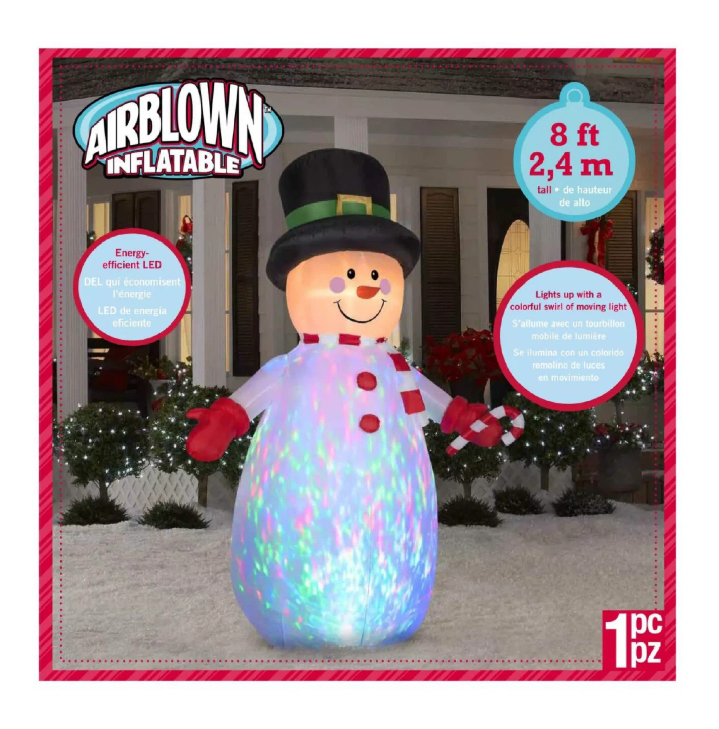 Airblown Inflatable Twinkling Snowman - 8ft Tall - photo 3