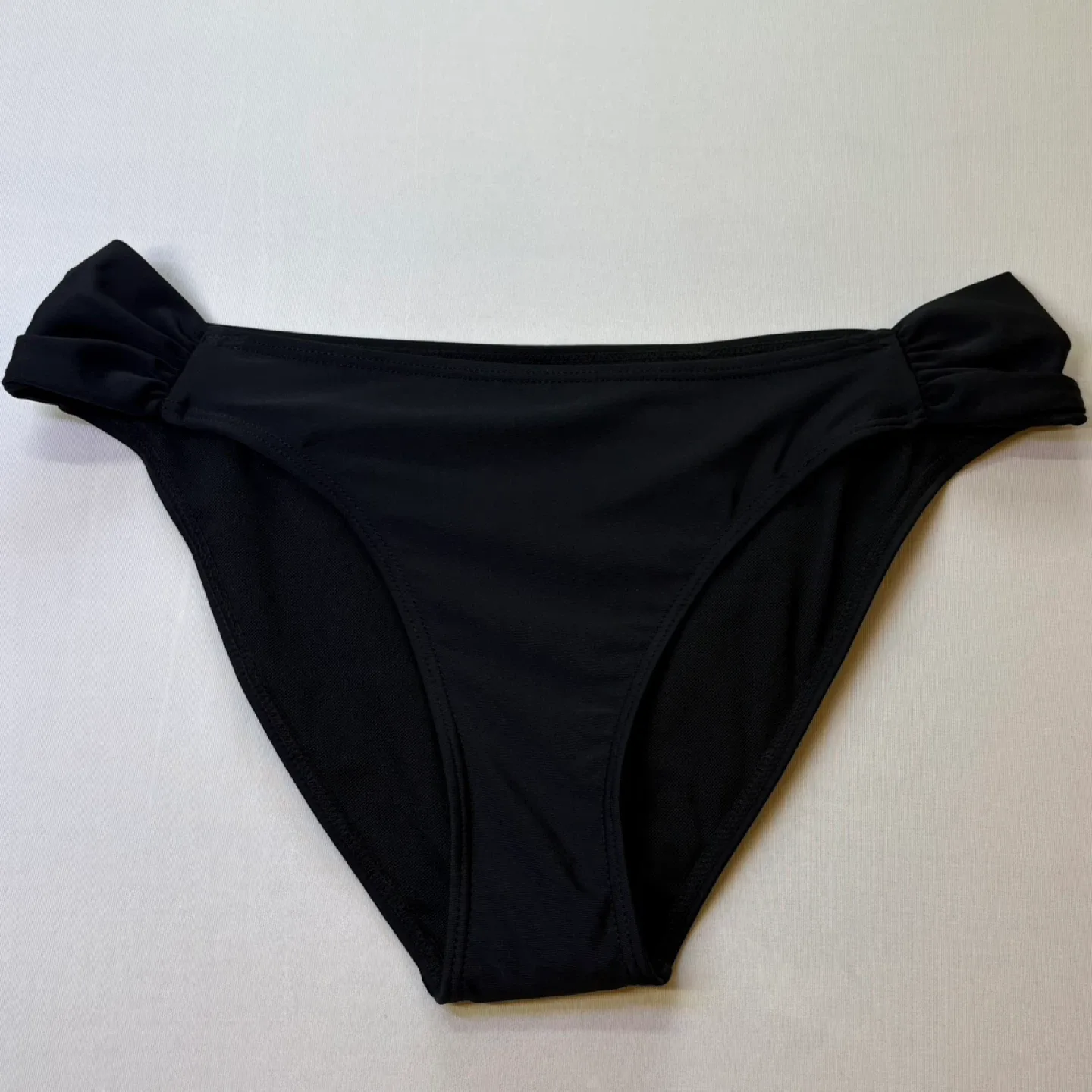 Shekini Black Bikini Swimsuit Bottoms Ruched Sides Size M (2) image indicator(2)