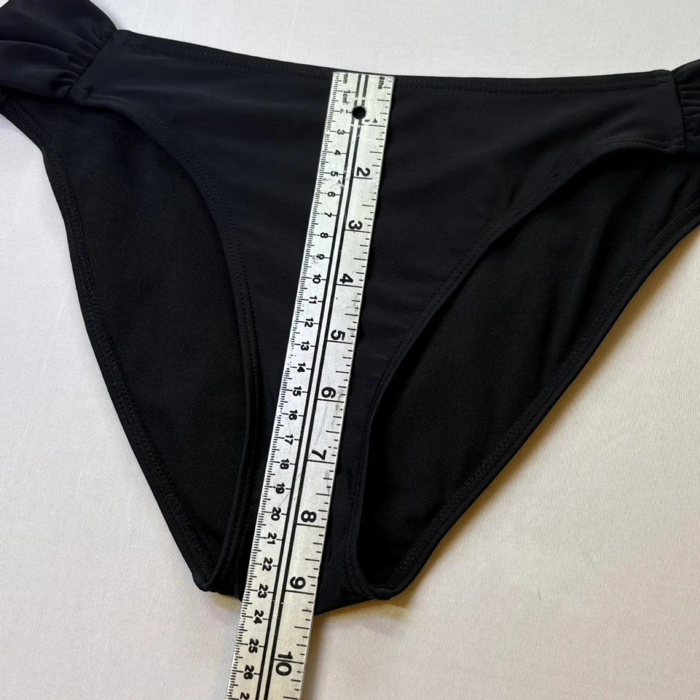 Shekini Black Bikini Swimsuit Bottoms Ruched Sides Size M (2) image indicator(7)