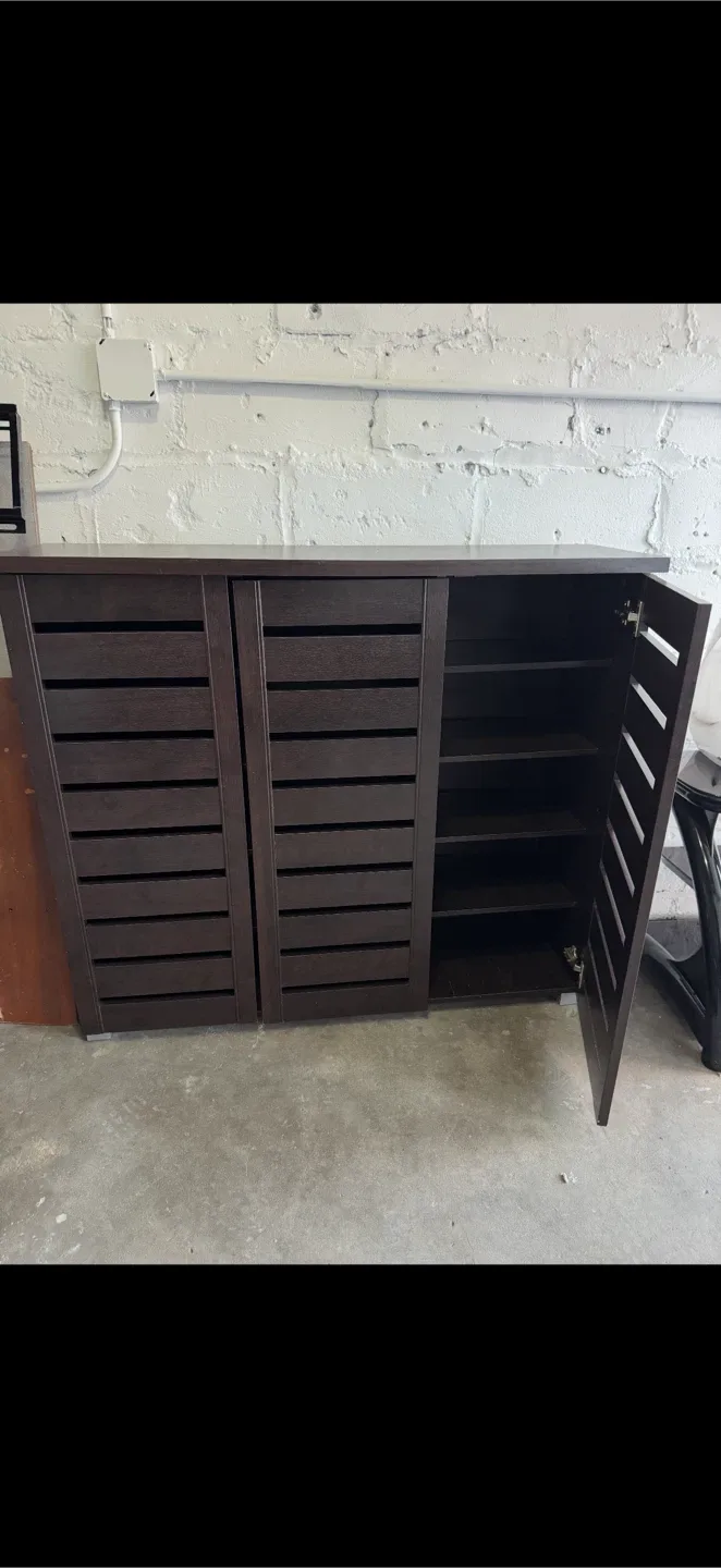 Dark Brown Wood Shoe Cabinet image indicator(3)