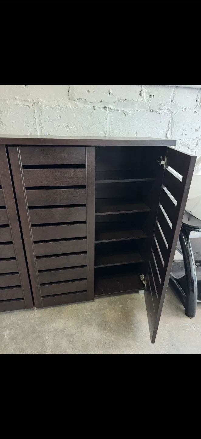 Dark Brown Wood Shoe Cabinet image indicator(2)
