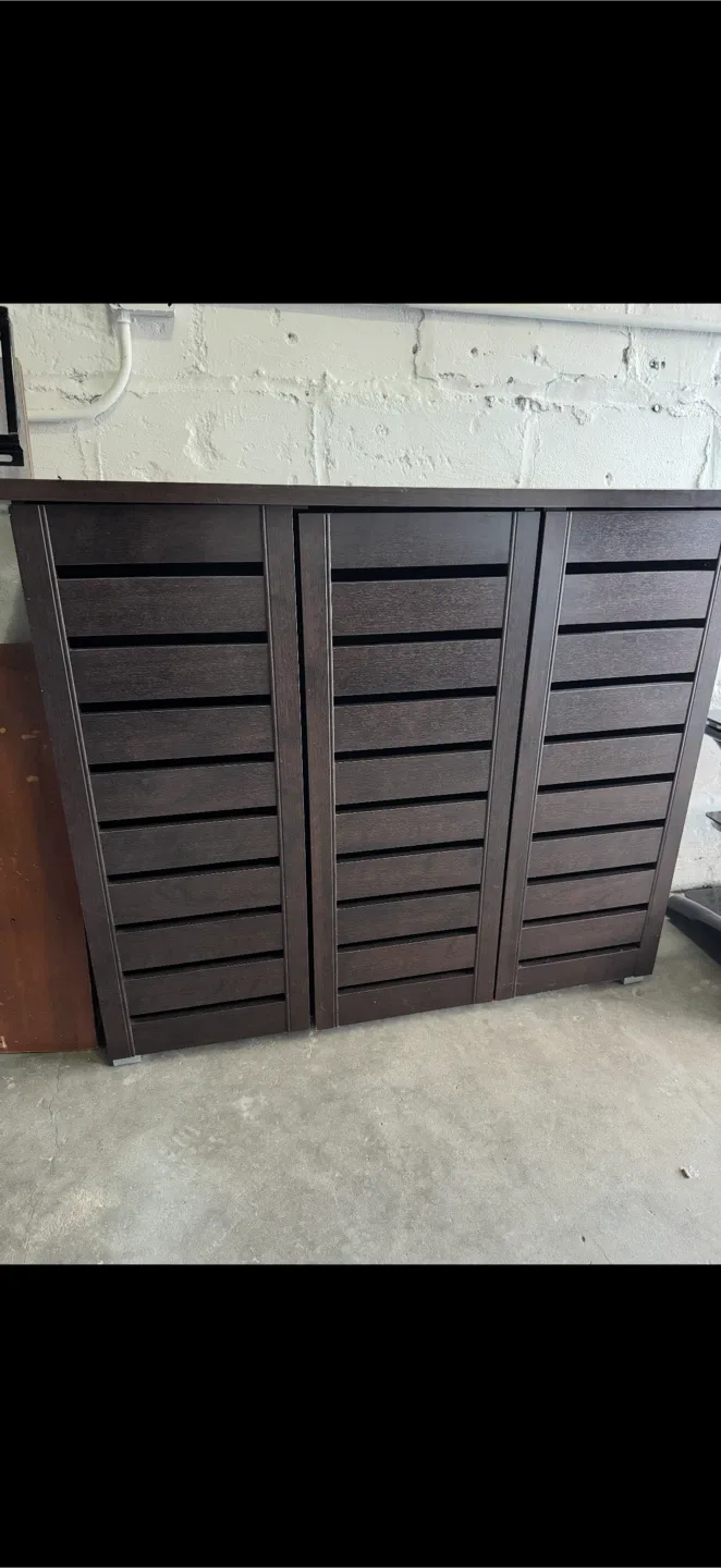 Dark Brown Wood Shoe Cabinet