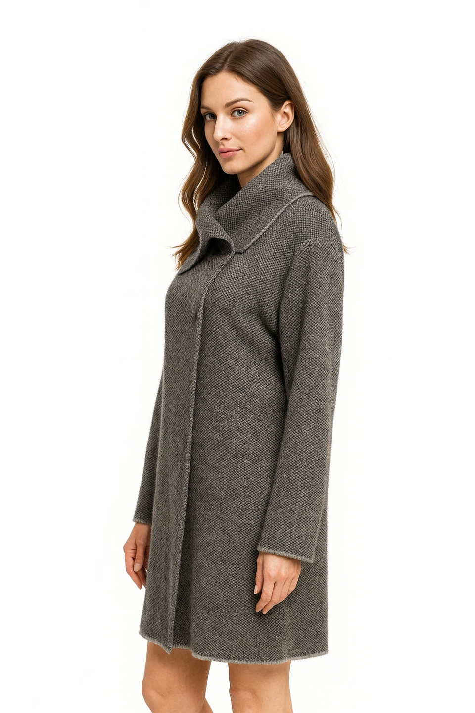 Bellina Italian Knit Long Cardigan Women XXL Grey Wool Alpaca - photo 2
