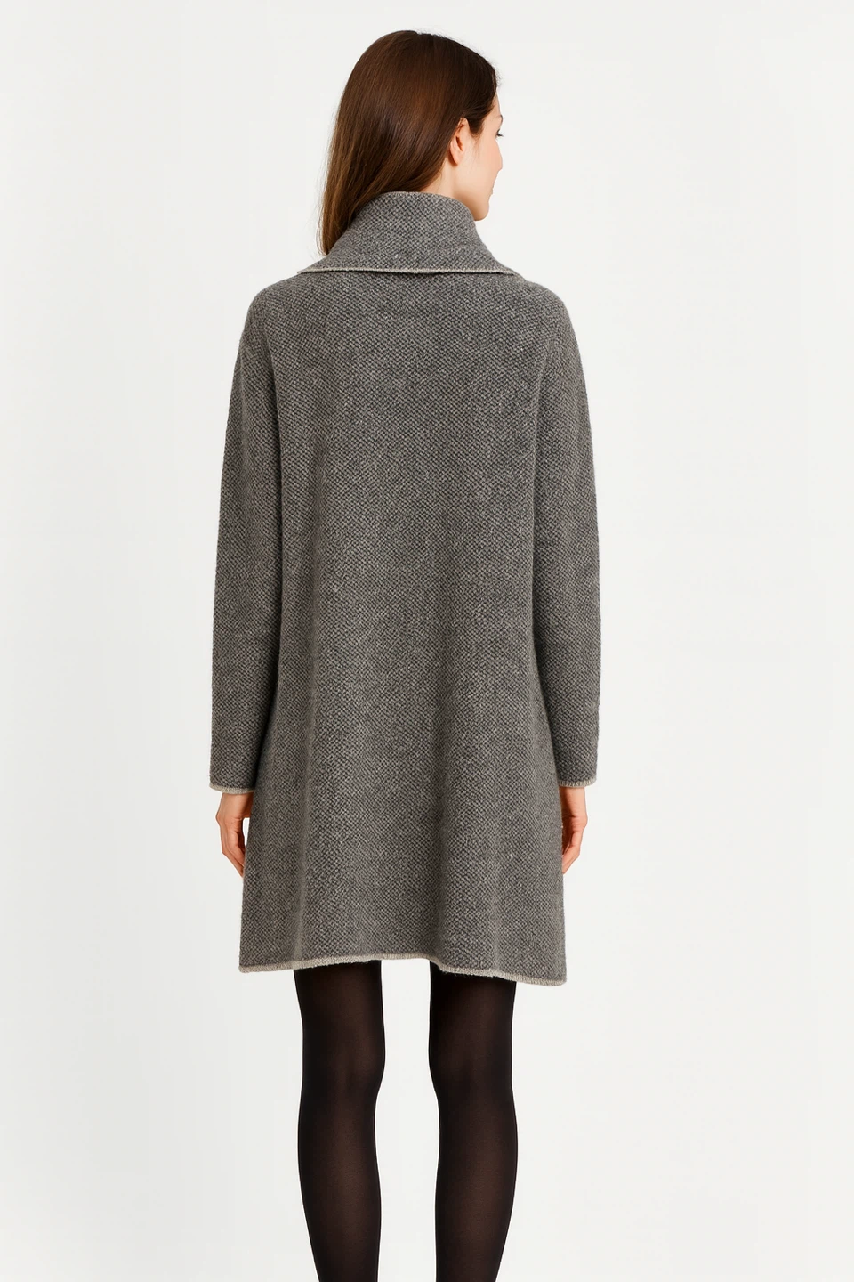 Bellina Italian Knit Long Cardigan Women XXL Grey Wool Alpaca - photo 3