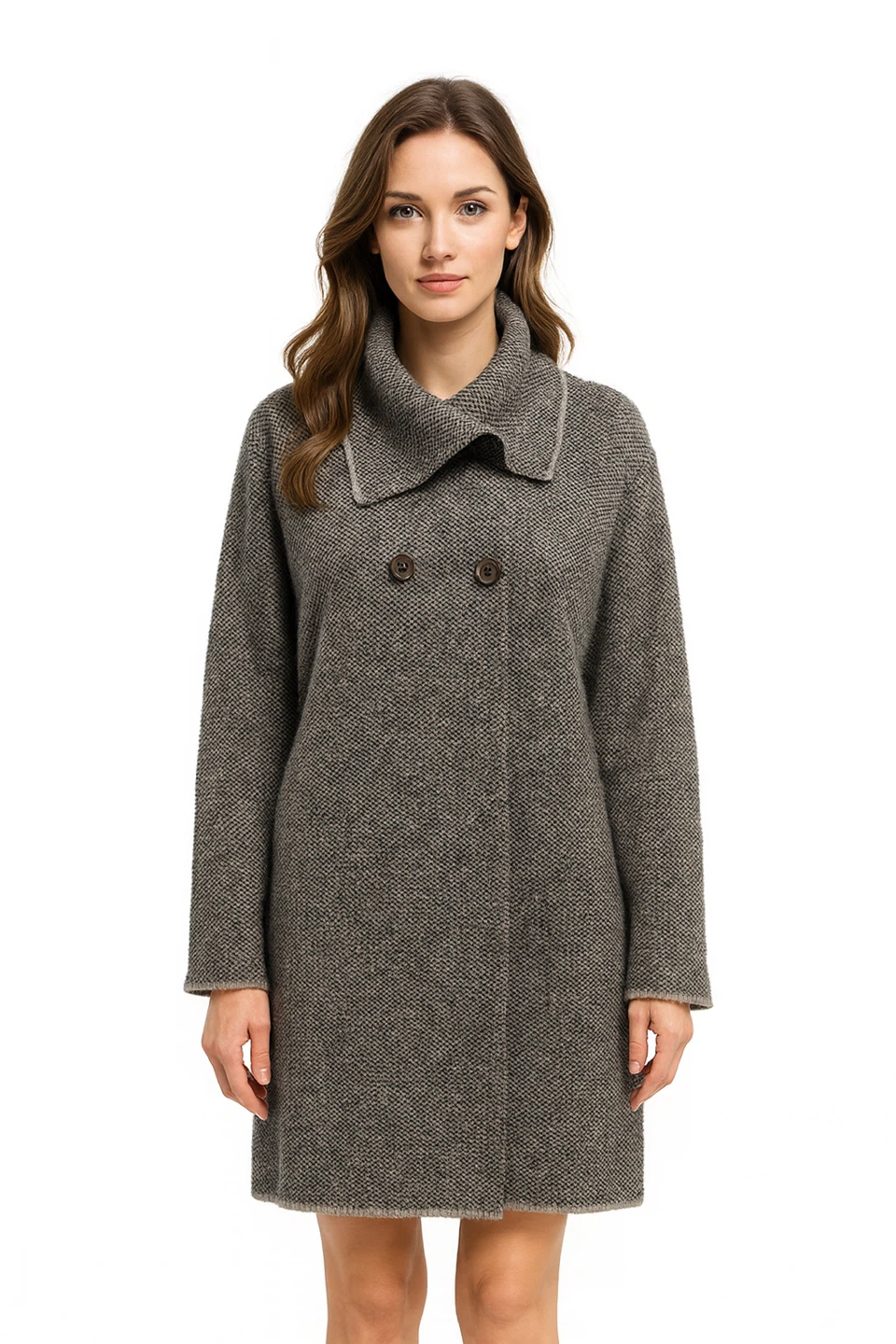 Bellina Italian Knit Long Cardigan Women XXL Grey Wool Alpaca