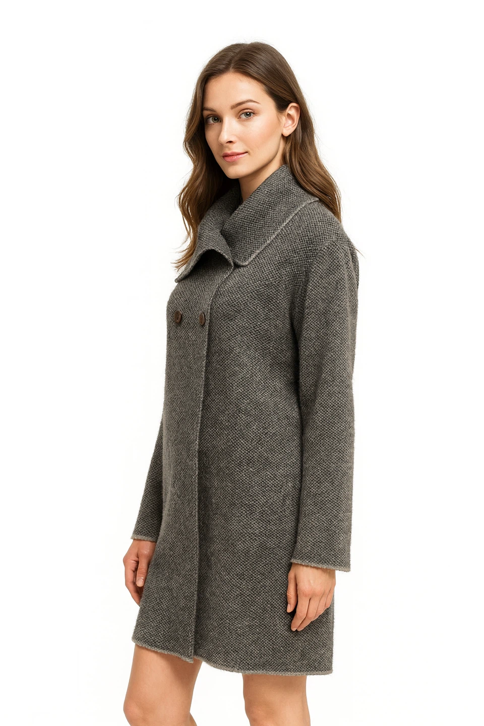 Bellina Italian Knit Long Cardigan Women XXL Grey Wool Alpaca - photo 4