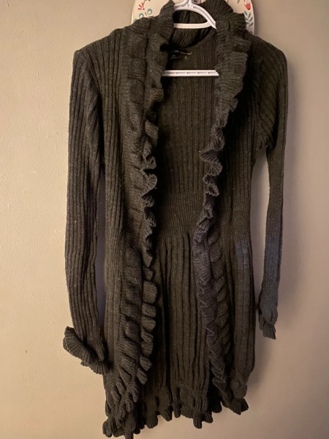 Grey Ruffle Cardigan