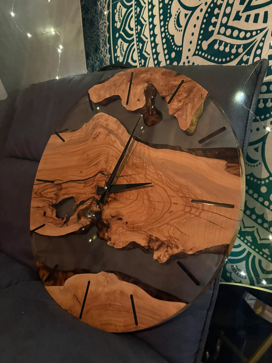 Handmade Wood & Resin Wall Clock - photo 2
