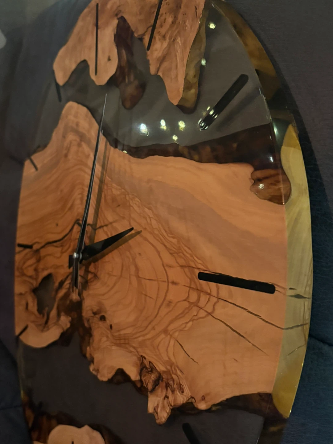 Handmade Wood & Resin Wall Clock - photo 4