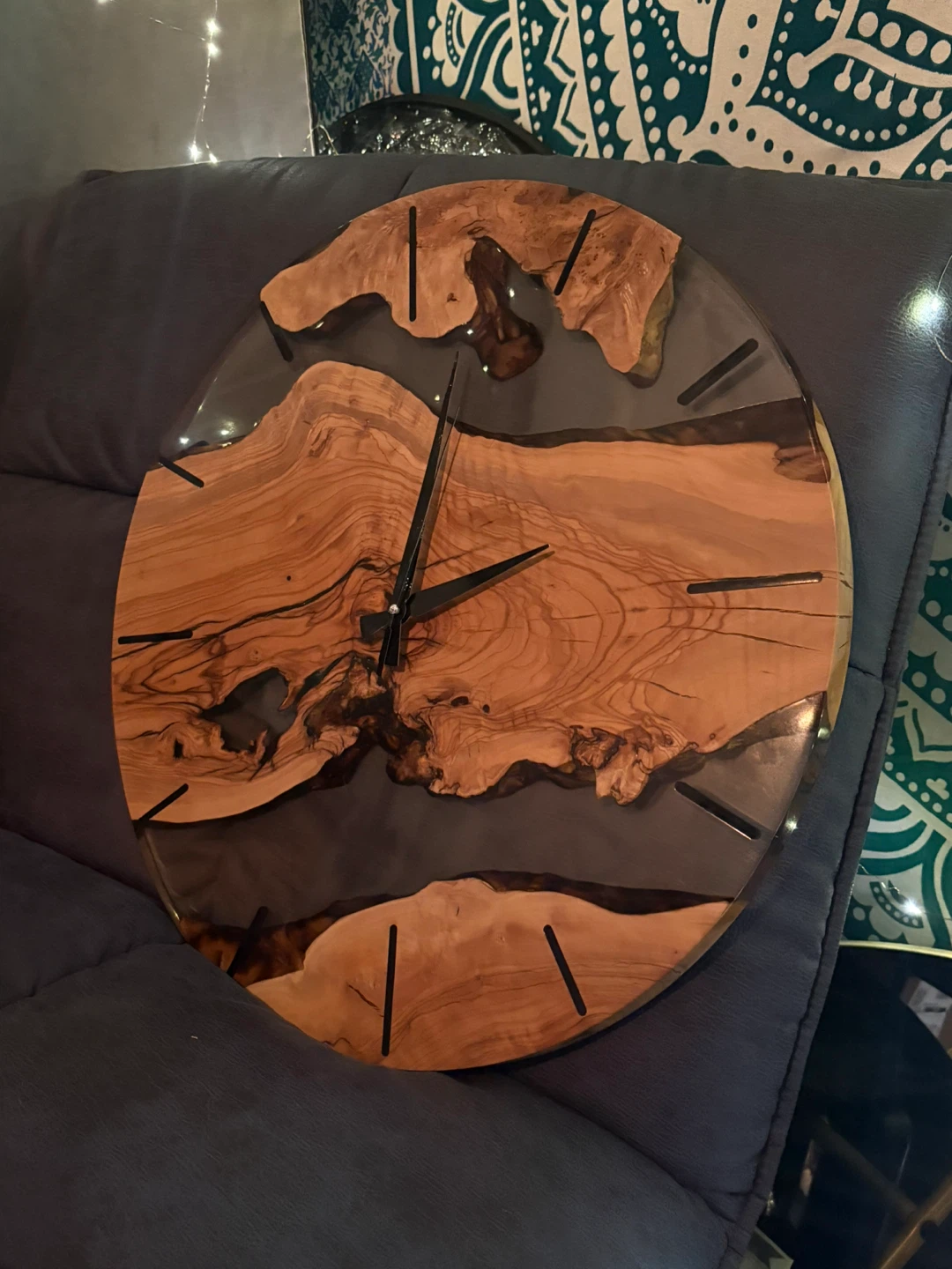 Handmade Wood & Resin Wall Clock - photo 3