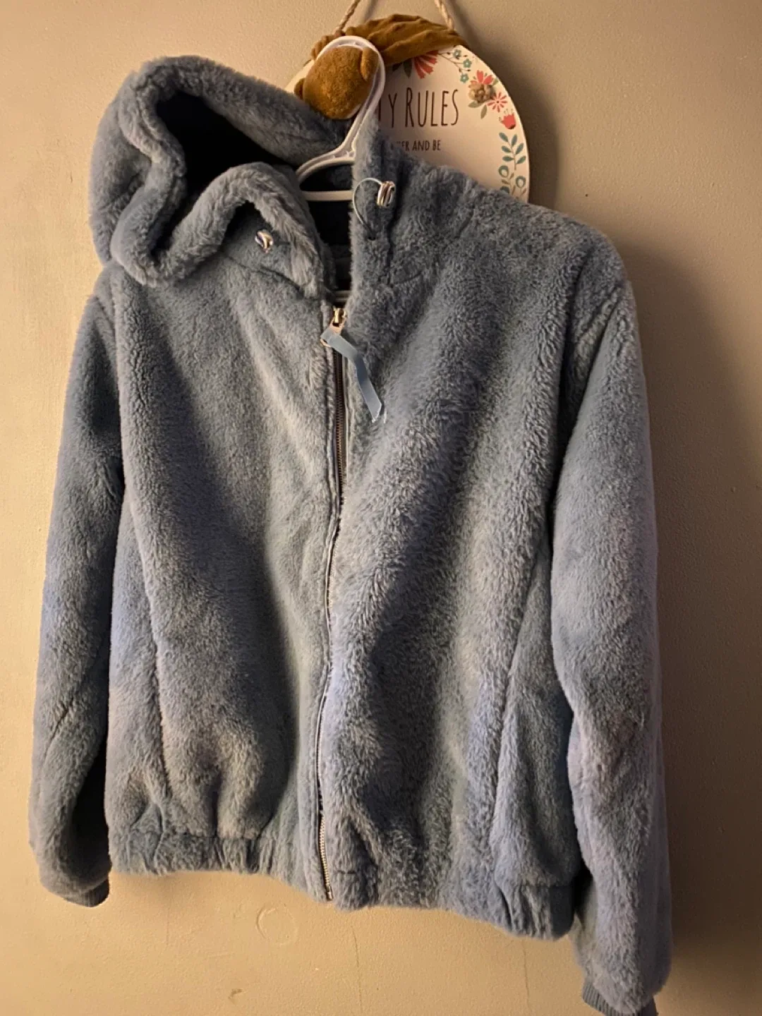 Fuzzy Blue Hooded Jacket