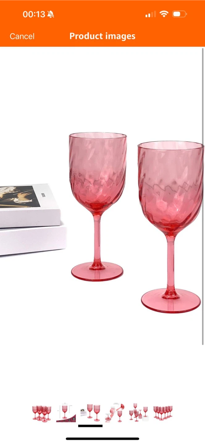 Pink Acrylic Wine Glasses - Set of 6