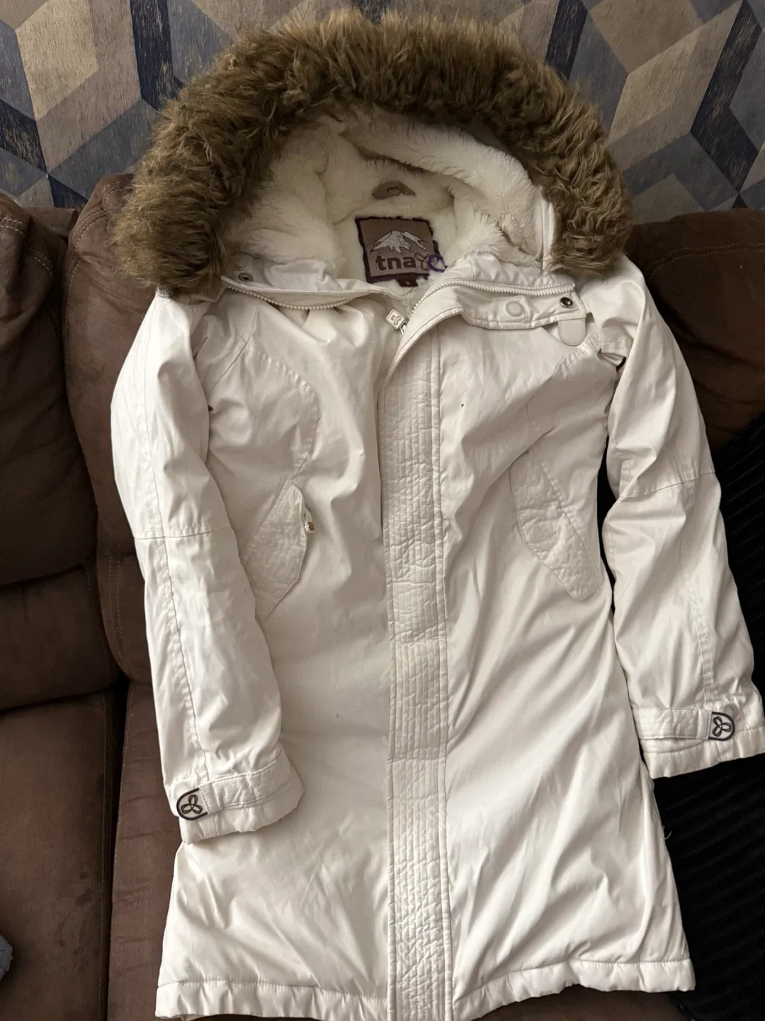 TNA Glacier White Winter Coat - Size S