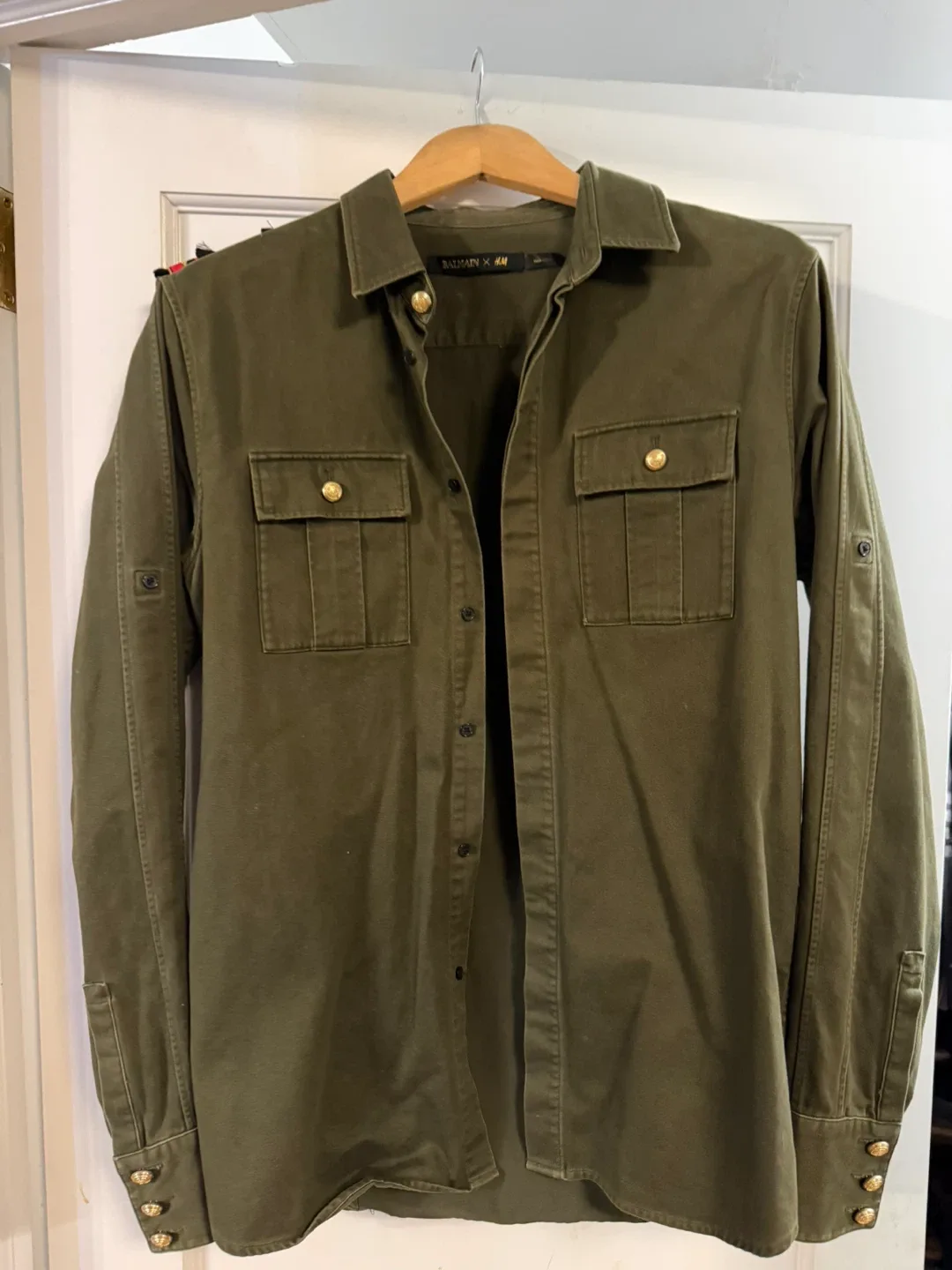 Balmain x H&M Olive Green Button-Up Shirt