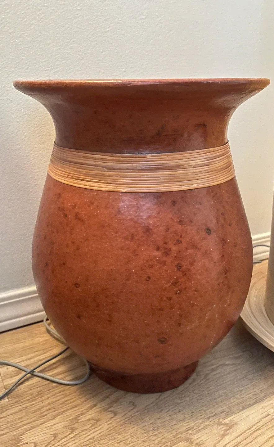 Terracotta Vase with Bamboo Detail