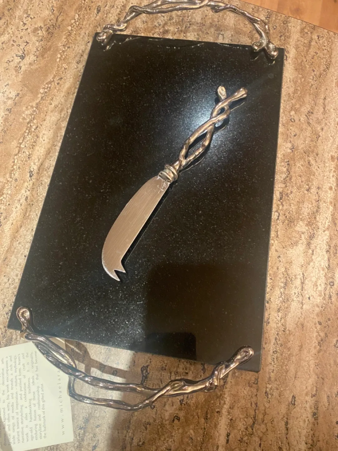 Michael Aram Black Orchid Cheese Board with Knife